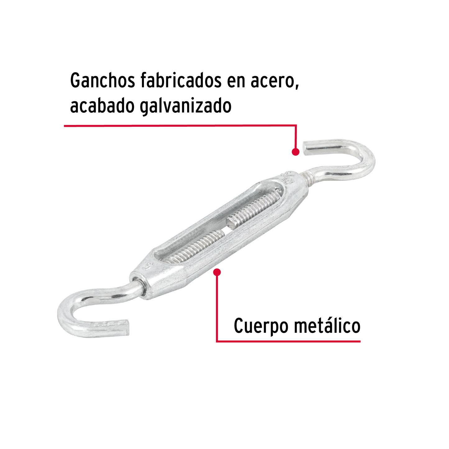 Tensor zinc, 3/16", gancho-gancho