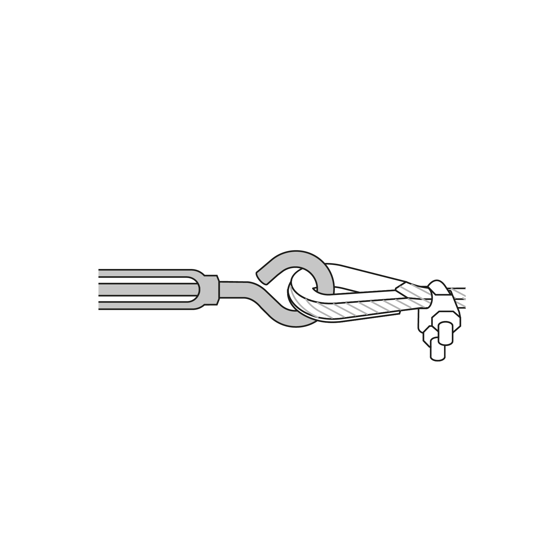 Tensor zinc, 3/16", gancho-argolla