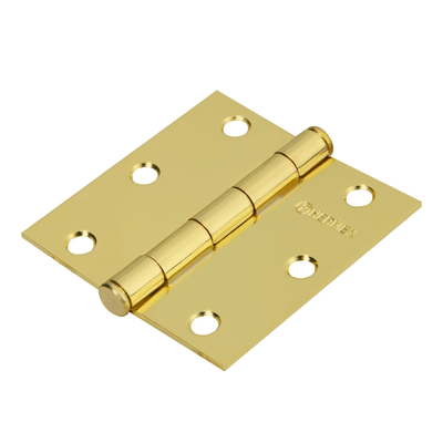 Bisagra cuadrada 3", acero latonado, plana