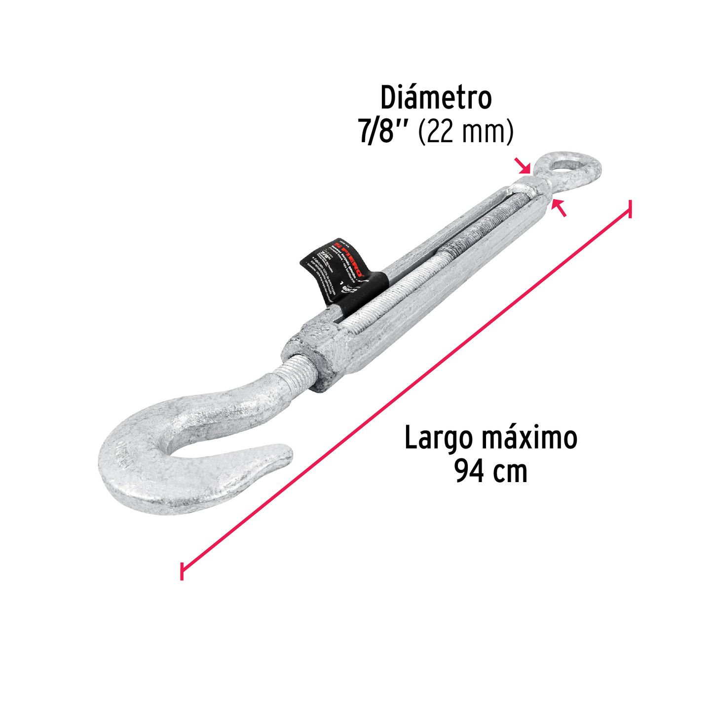 Tensor forjado,7/8",gancho-argolla