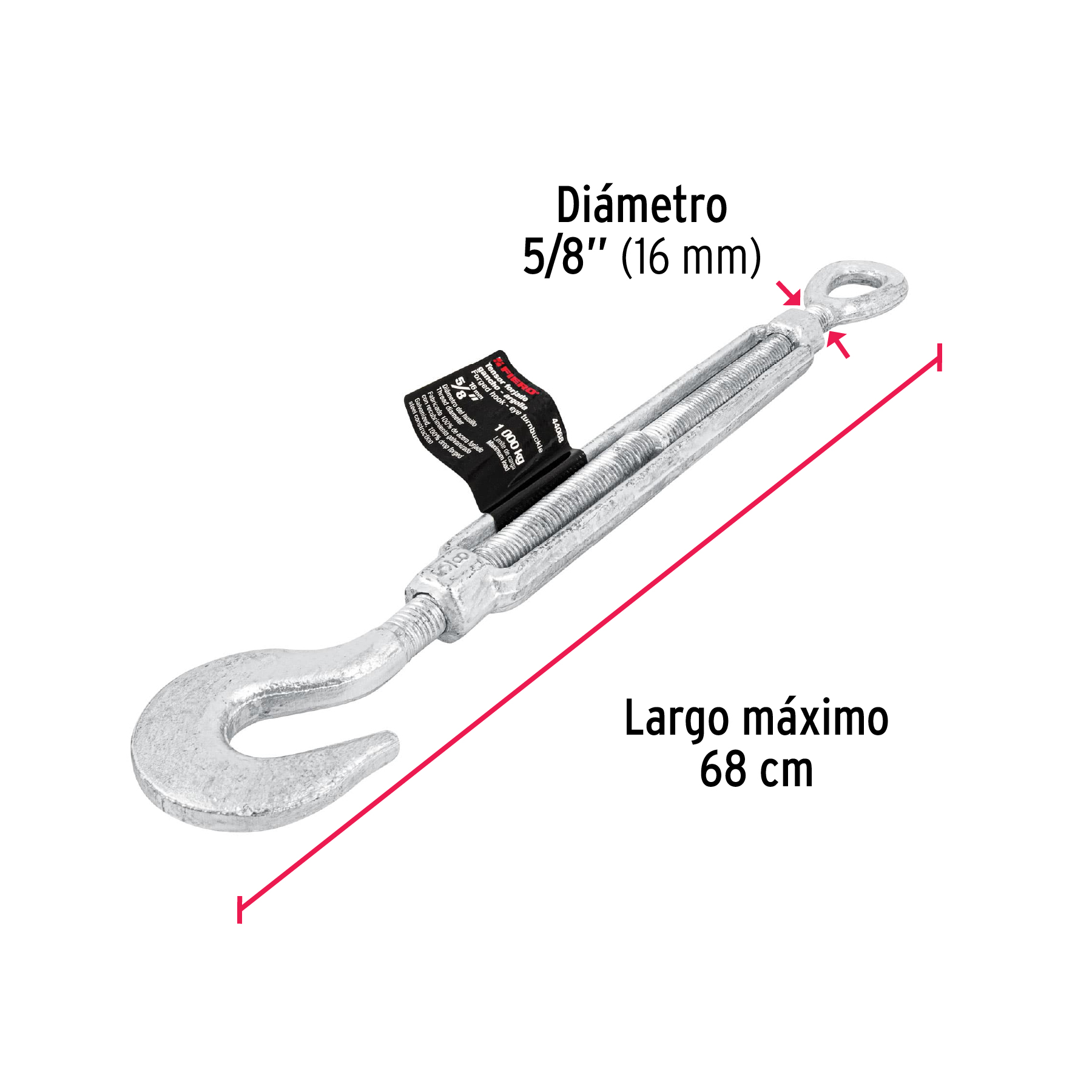 Tensor forjado,5/8",gancho-argolla
