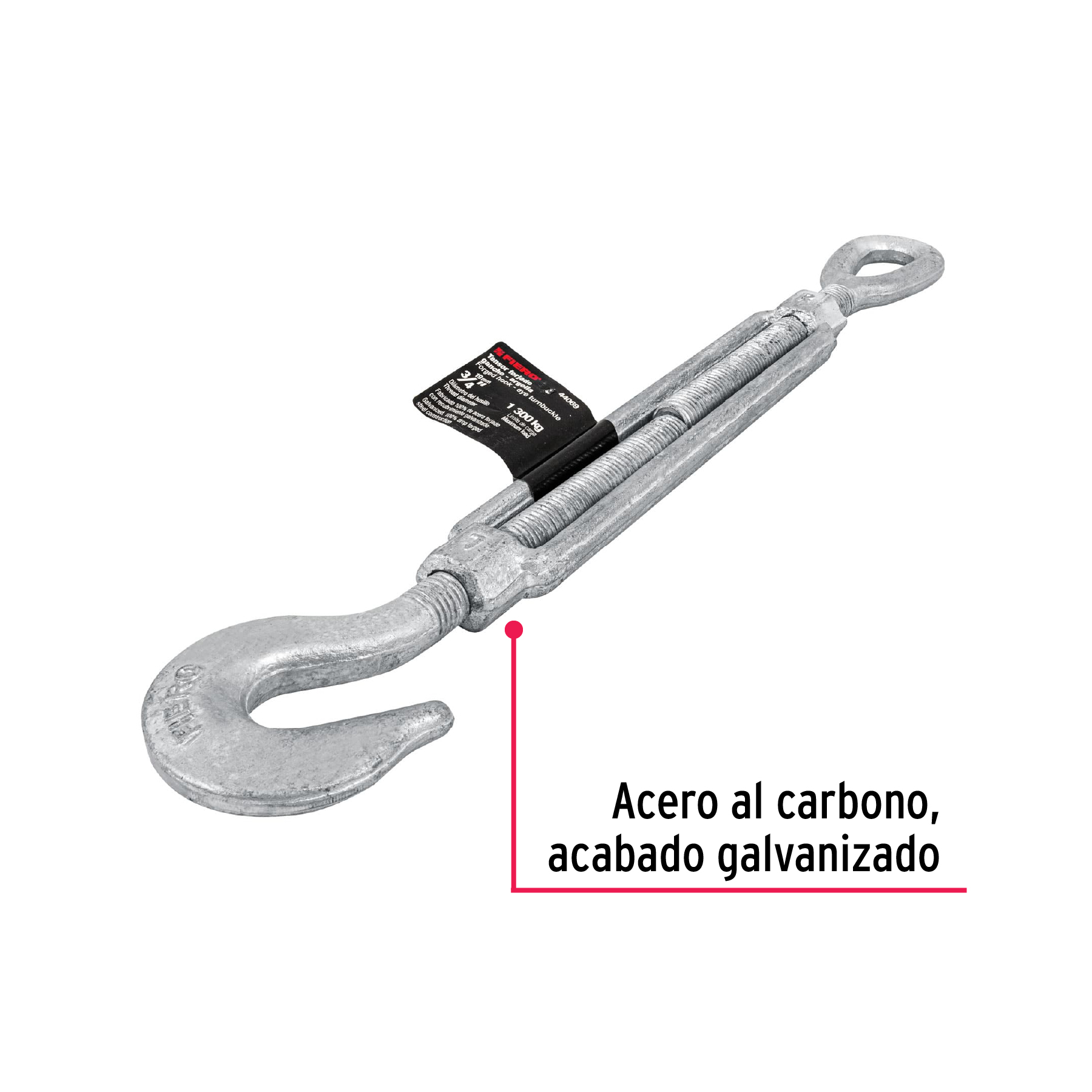 Tensor forjado,3/4",gancho-argolla