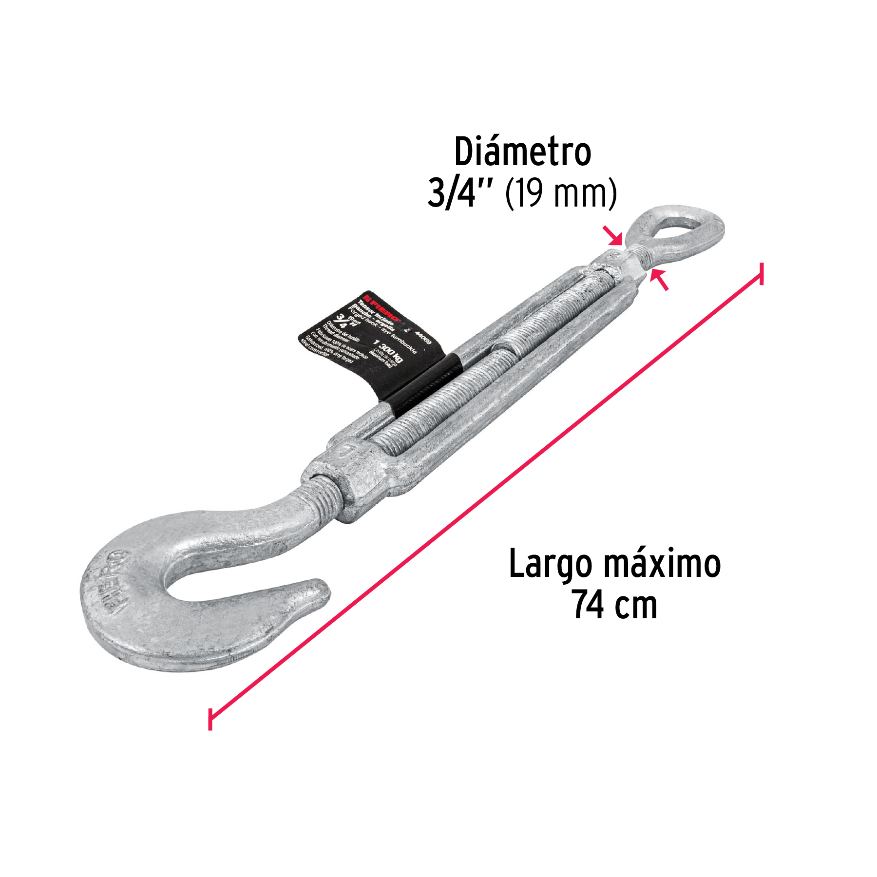 Tensor forjado,3/4",gancho-argolla