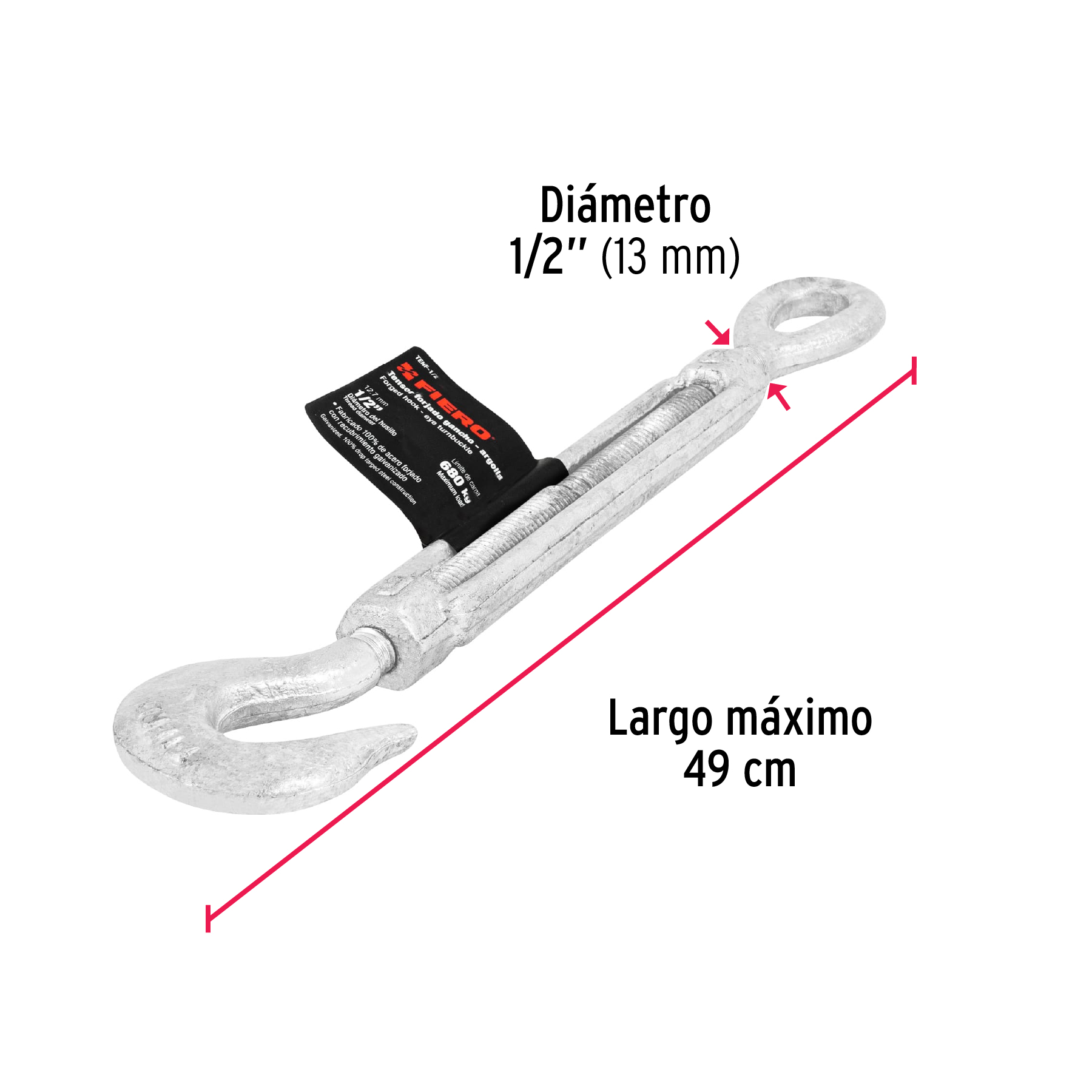 Tensor forjado,1/2",gancho-argolla