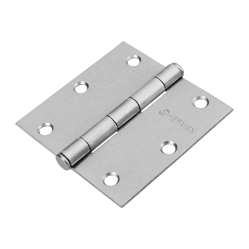 Bisagra cuadrada 3-1/2", acero cromo mate, plana