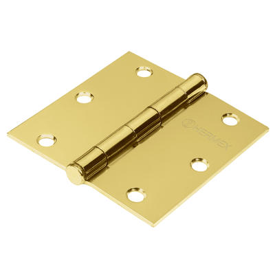 Bisagra cuadrada 3-1/2", acero latonado, plana