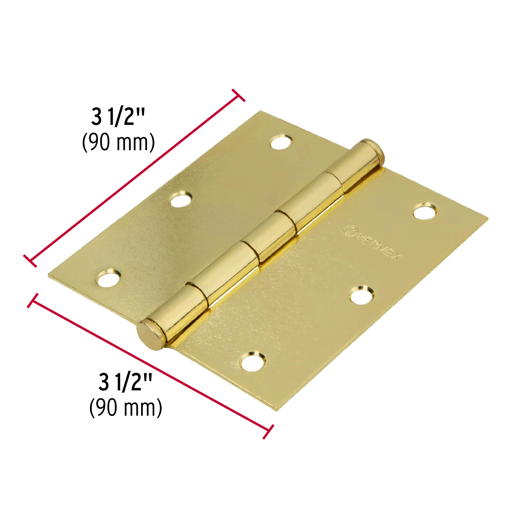 Bisagra cuadrada 3-1/2", acero latonado, plana, Hermex Basic