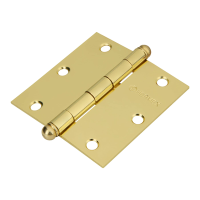 Bisagra cuadrada 3-1/2", acero latonado, redonda