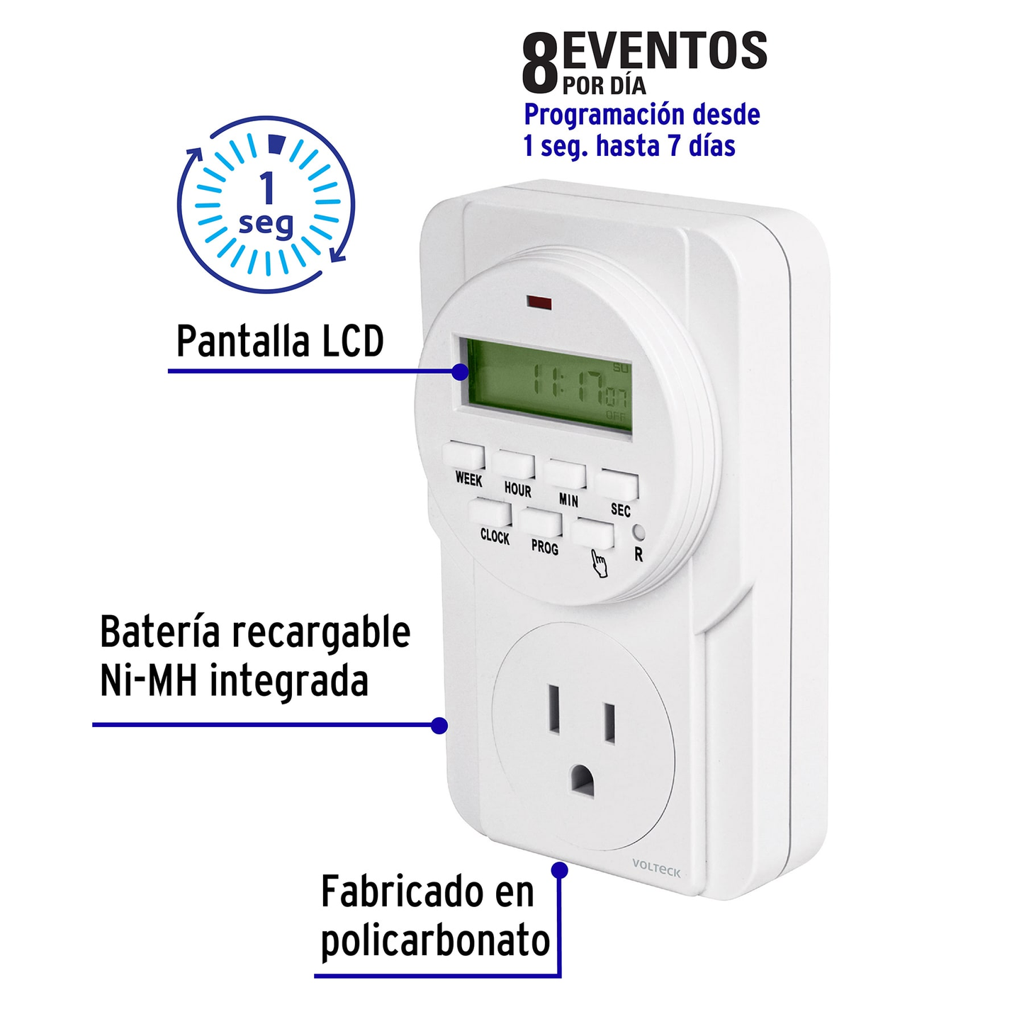 Temporizador digital, 8 eventos
