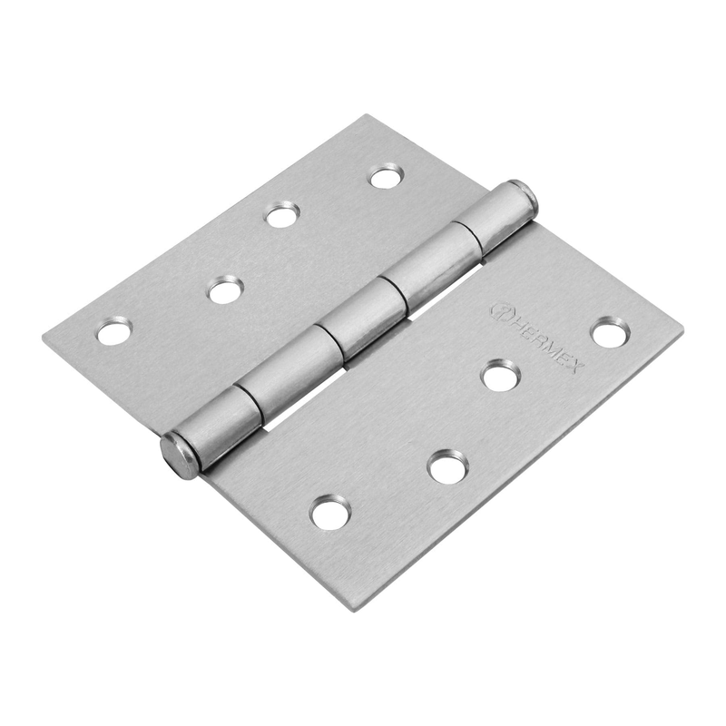 Bisagra cuadrada 4", acero cromo mate, plana
