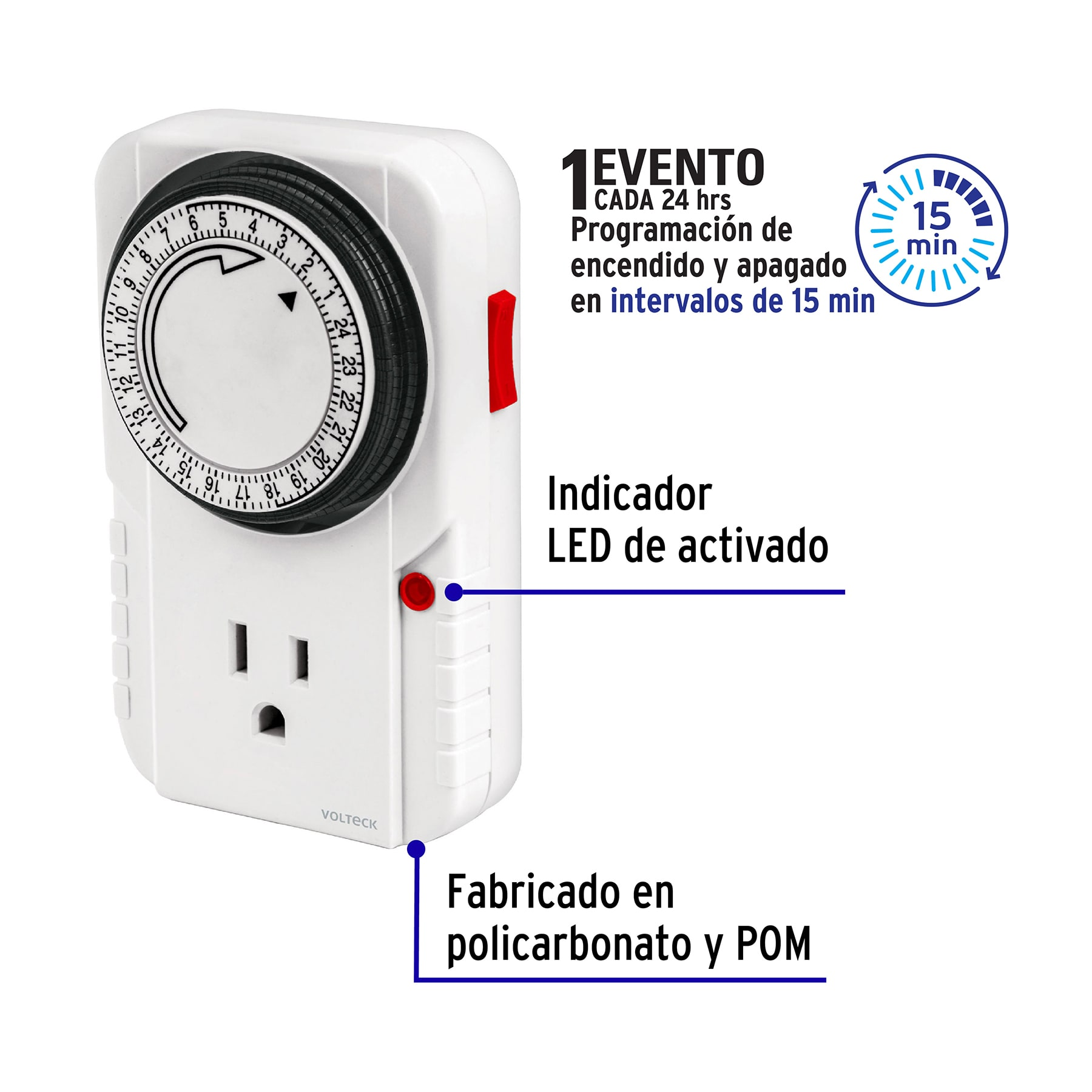 Temporizador analógico, 1 evento