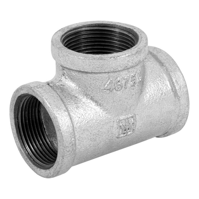 Tee sencilla, acero galvanizado, 1-1/4"