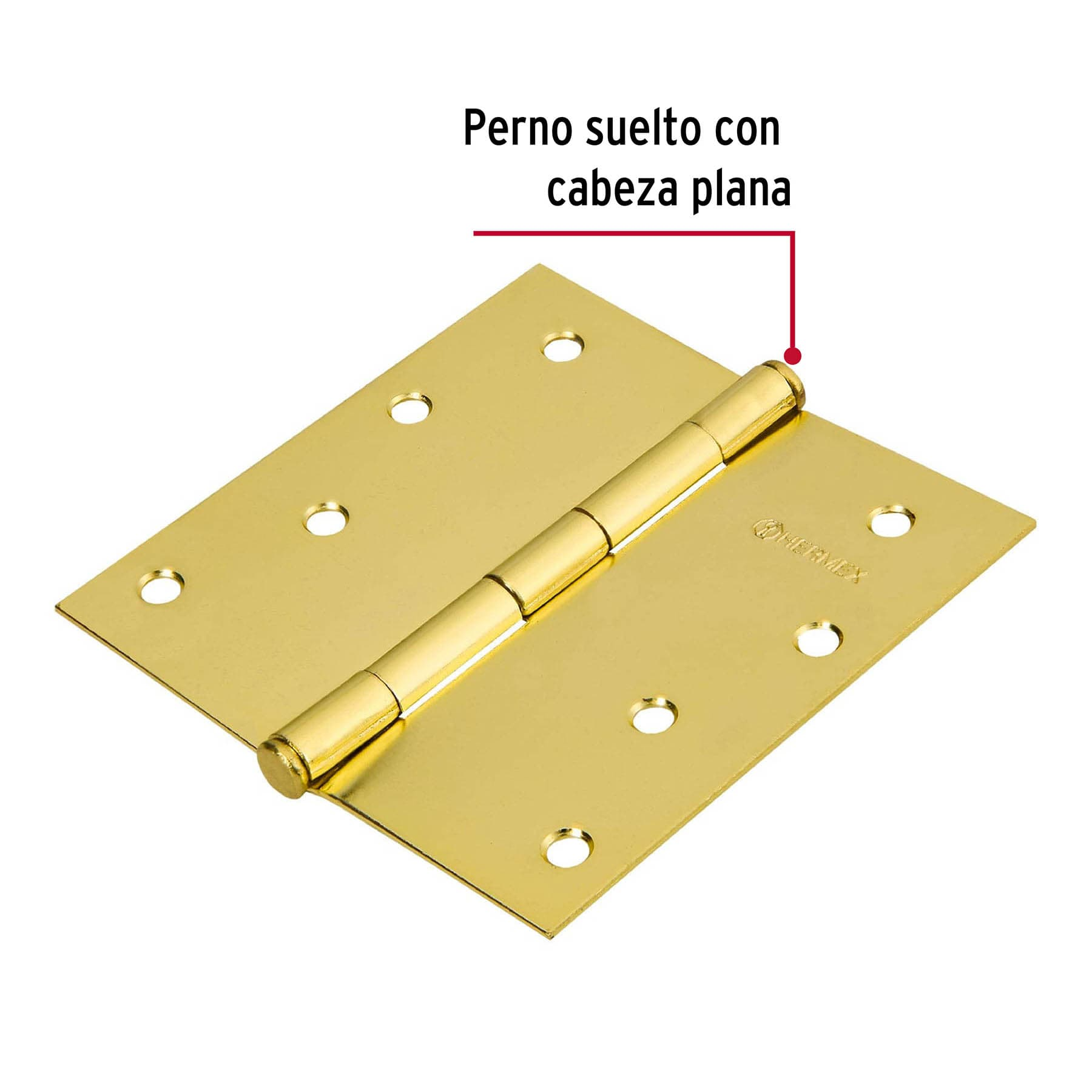 Bisagra cuadrada, 4", acero latonado, plana, Hermex Basic