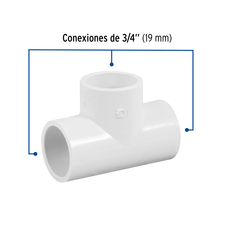 Tee sencilla de PVC, 3/4"