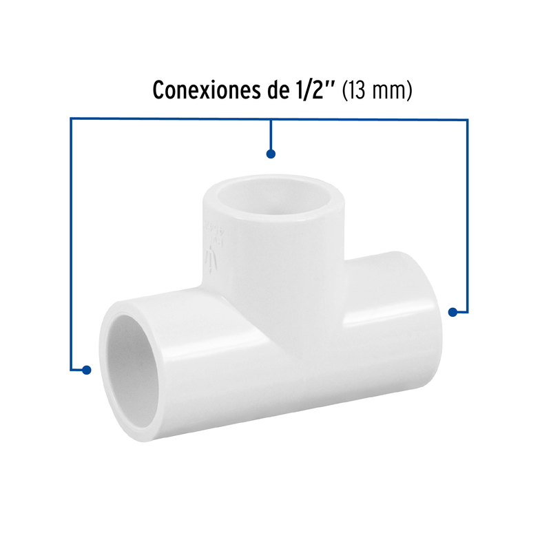 Tee sencilla de PVC, 1/2"