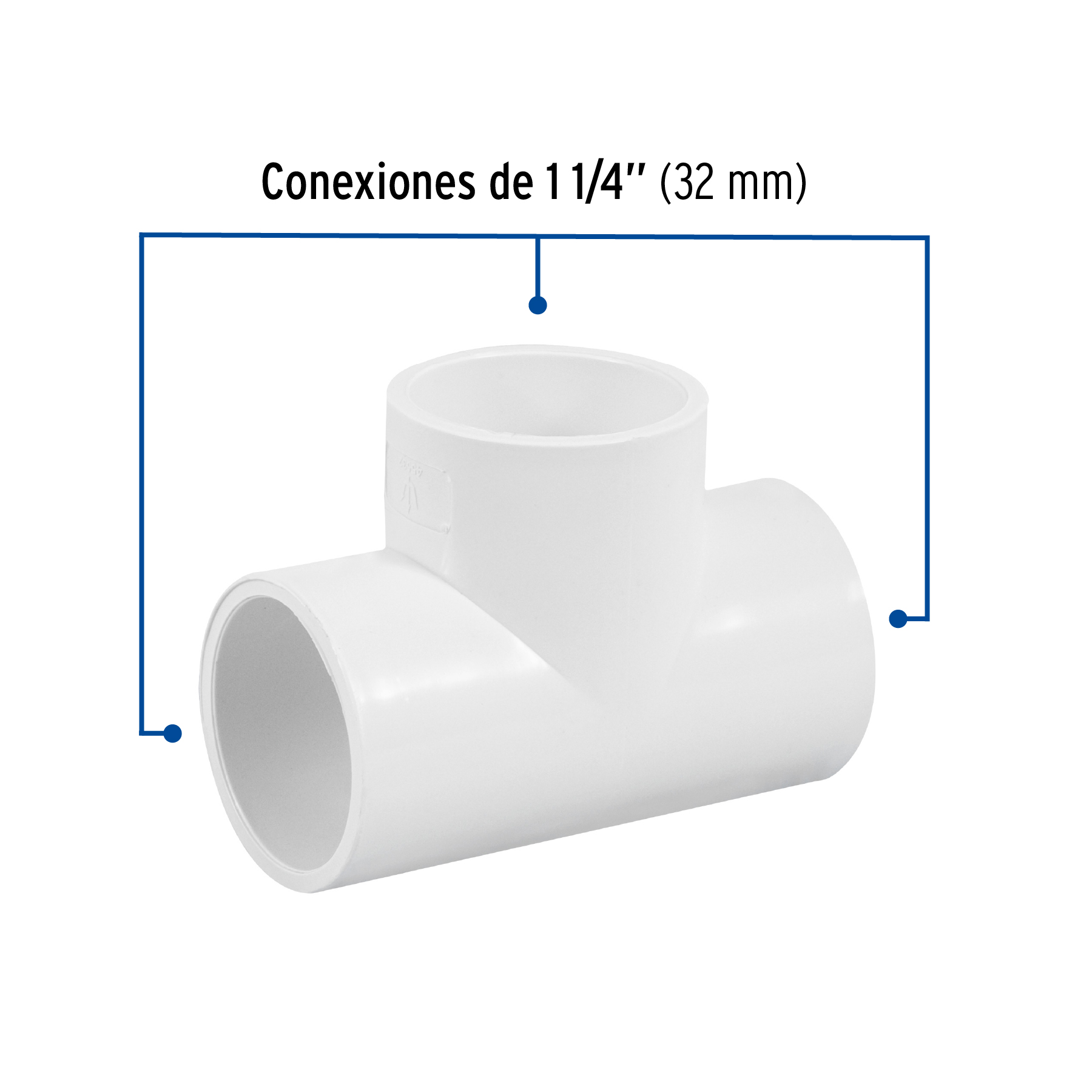 Tee sencilla de PVC, 1-1/4"