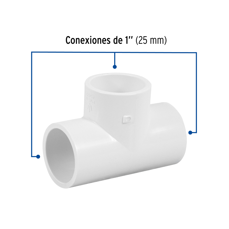 Tee sencilla de PVC, 1"