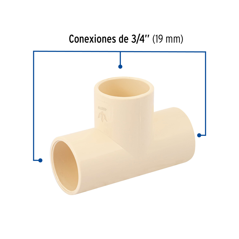 Tee sencilla de CPVC, 3/4"