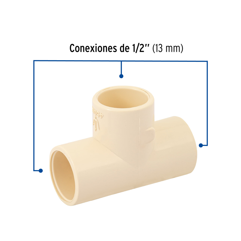Tee sencilla de CPVC, 1/2"