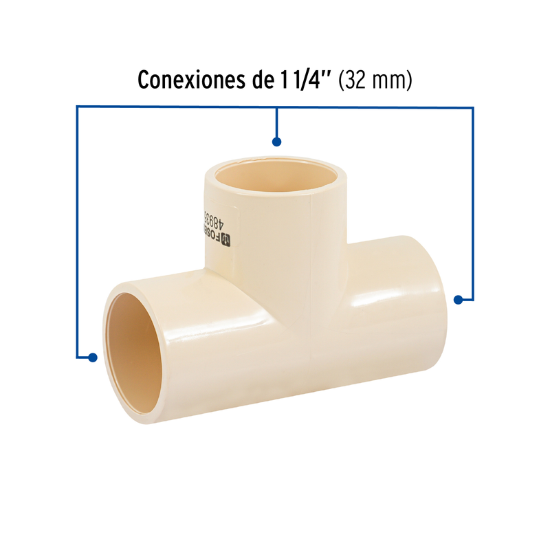 Tee sencilla de CPVC de 1-1/4", FOSET