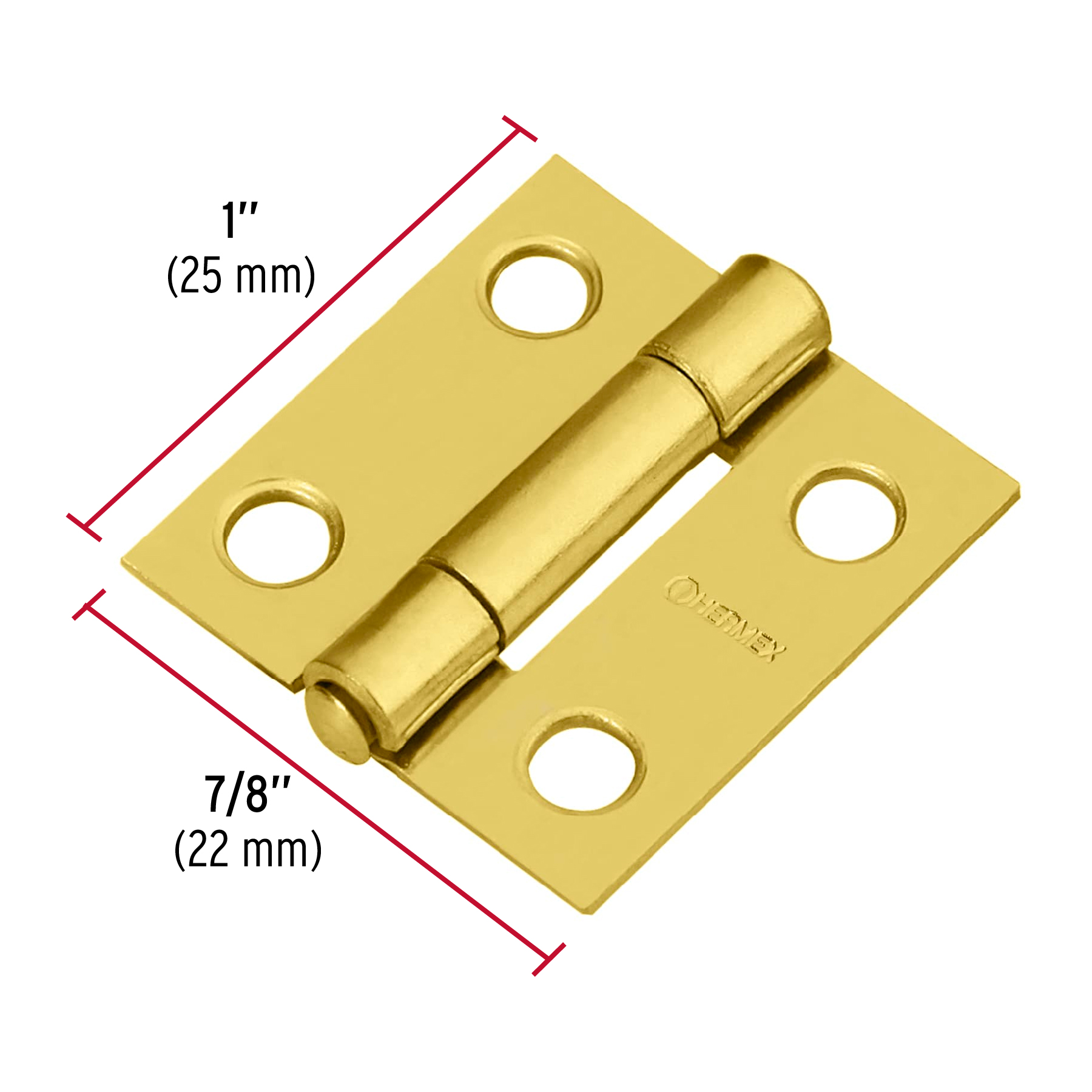 Bisagra rectangular 1", acero latonado