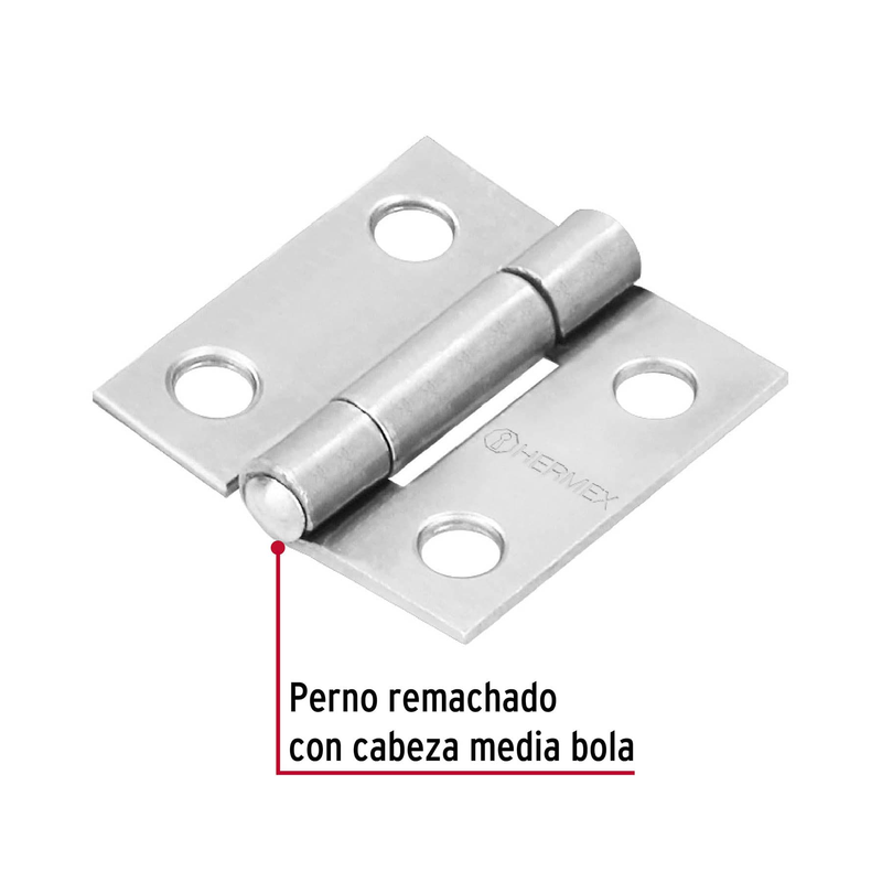 Bisagra rectangular 1", acero pulido