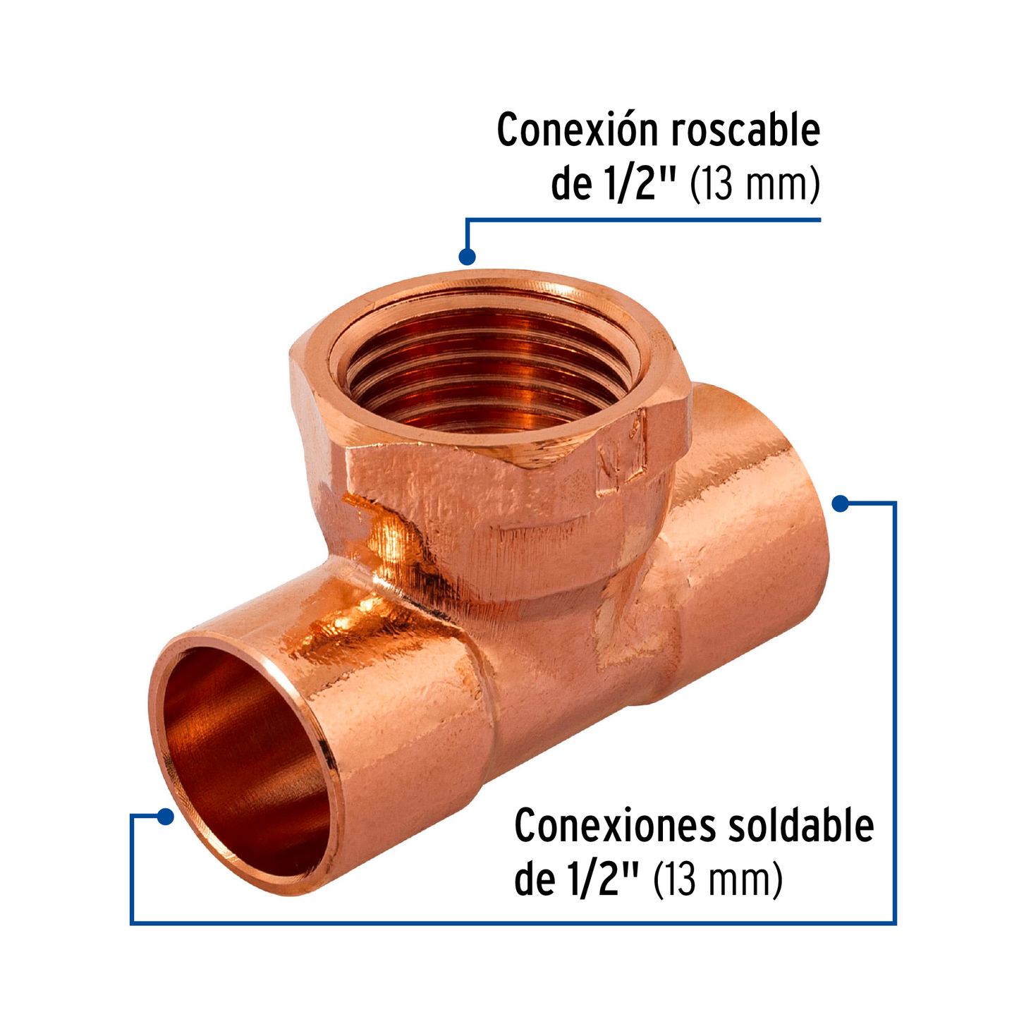 Tee rosca central 1/2"