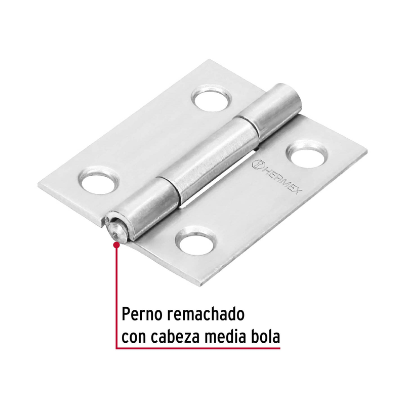 Bisagra rectangular 1-1/2", acero inoxidable