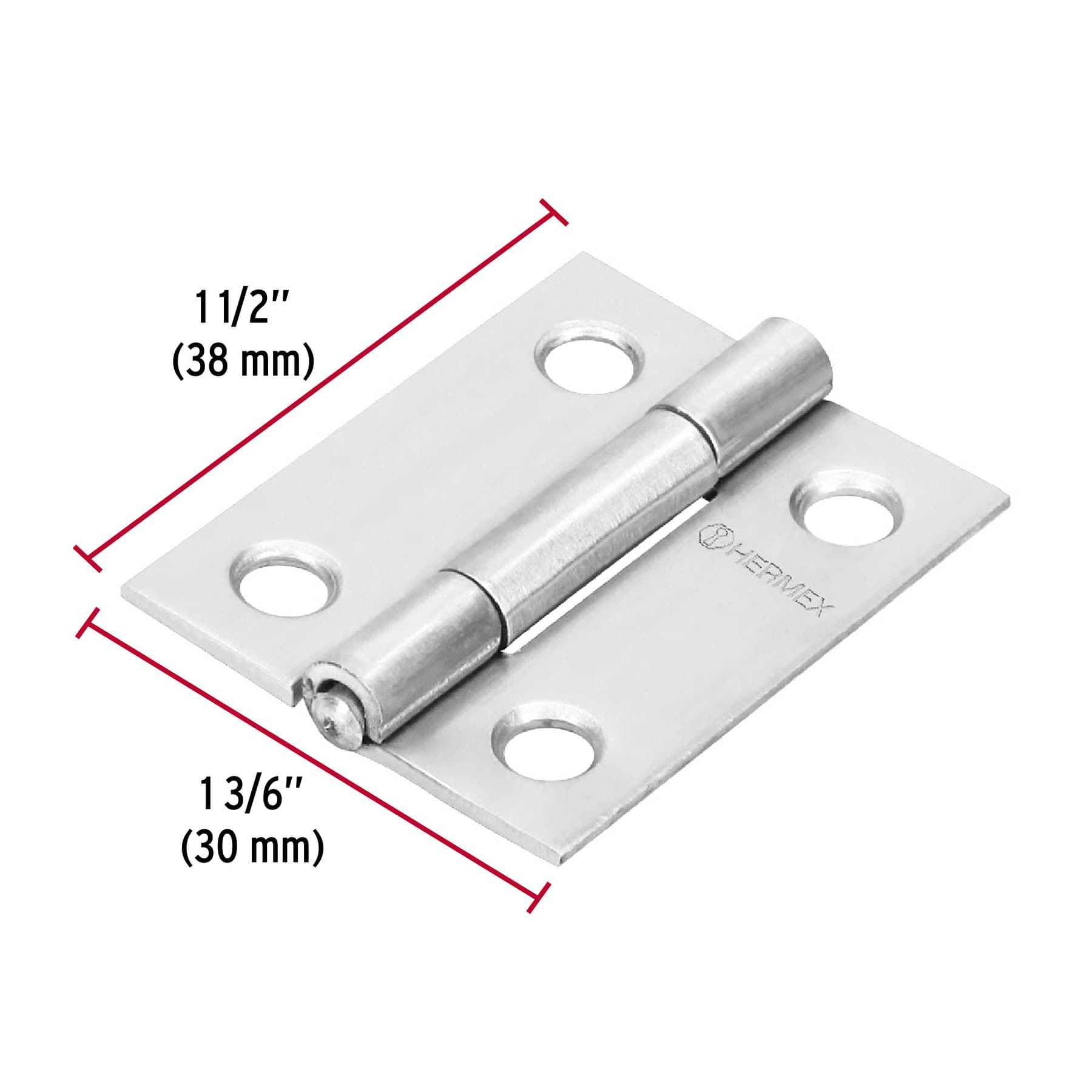 Bisagra rectangular 1-1/2", acero inoxidable
