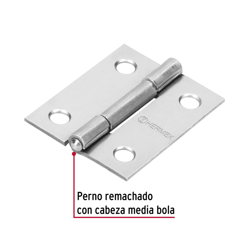 Bisagra rectangular 1-1/2", acero pulido