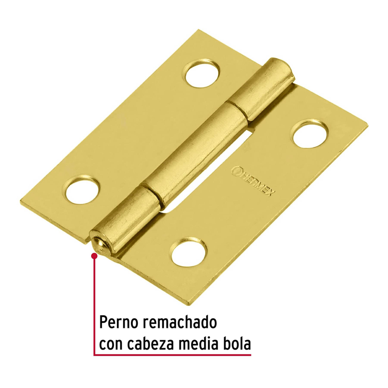 Bolsa 2 bisagras rectangulares 1-1/2x1-3/16", acero latonado