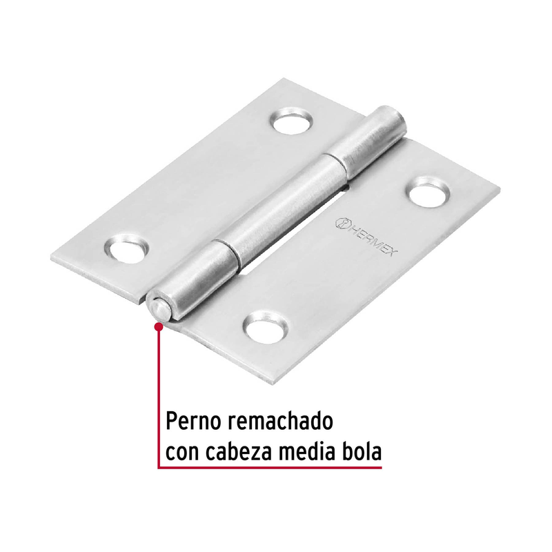 Bisagra rectangular 2", acero inoxidable