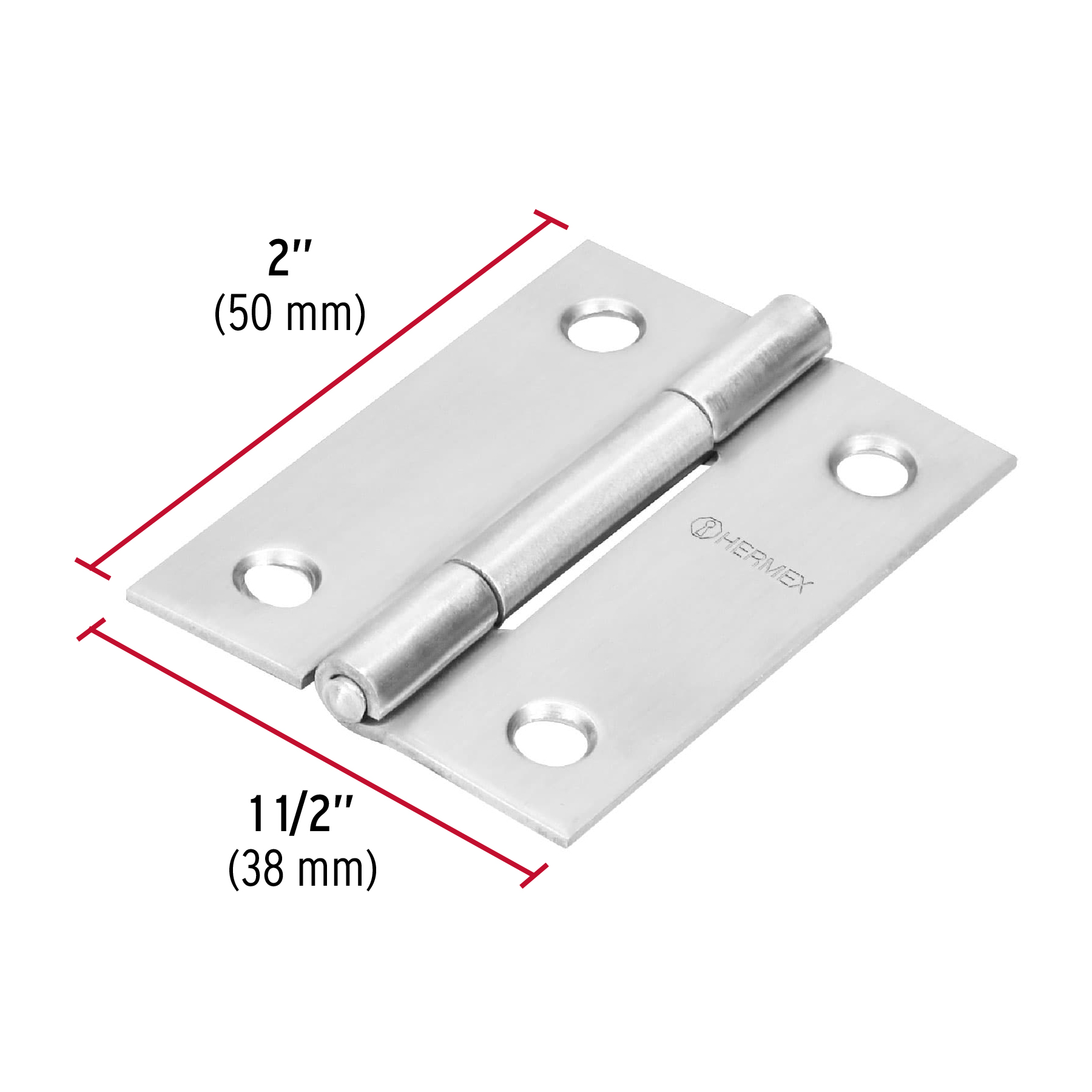 Bisagra rectangular 2", acero inoxidable