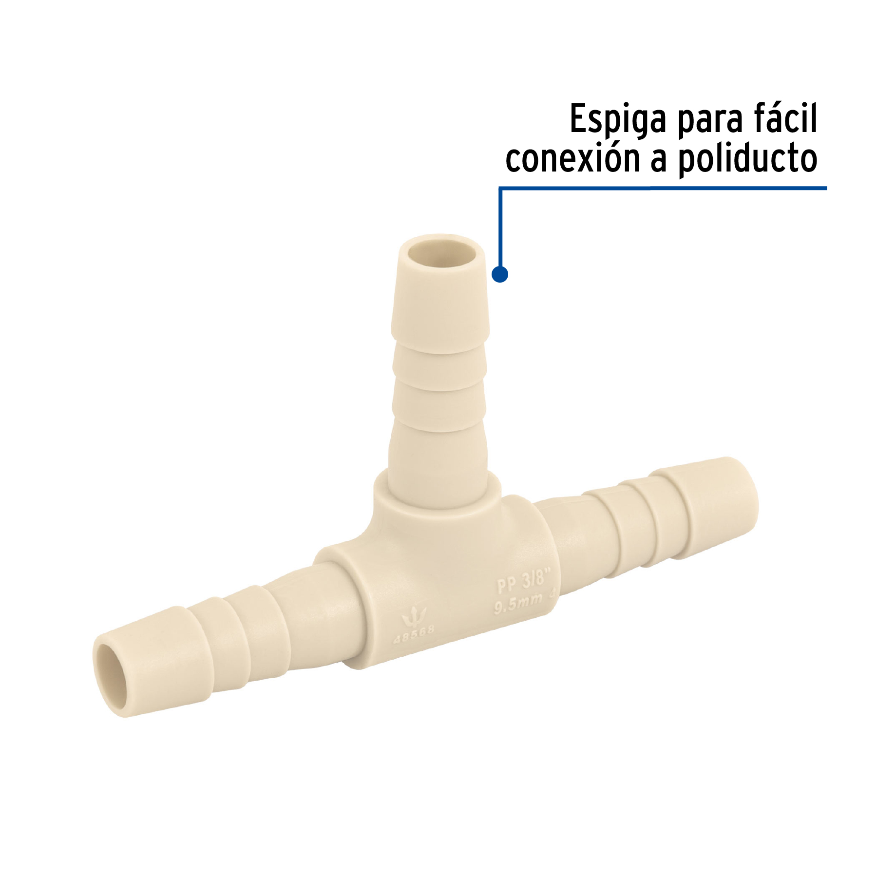 Tee inserción de polipropileno, 3/8"