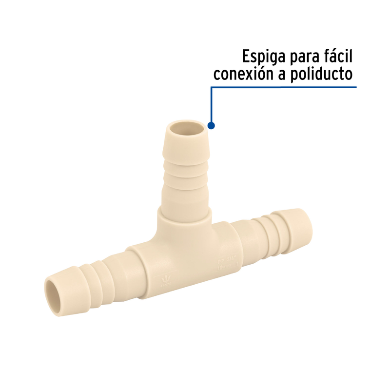Tee inserción de polipropileno, 3/4"