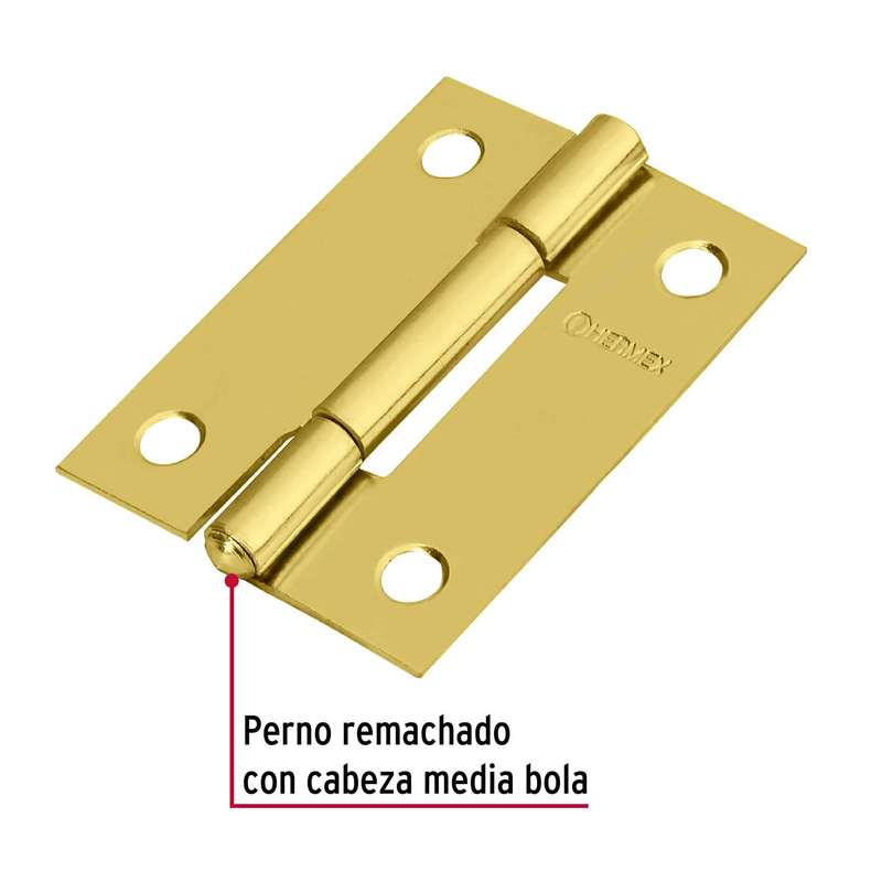 Bisagra rectangular 2", acero latonado