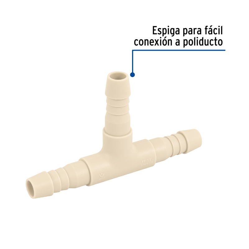 Tee inserción de polipropileno, 1/2"