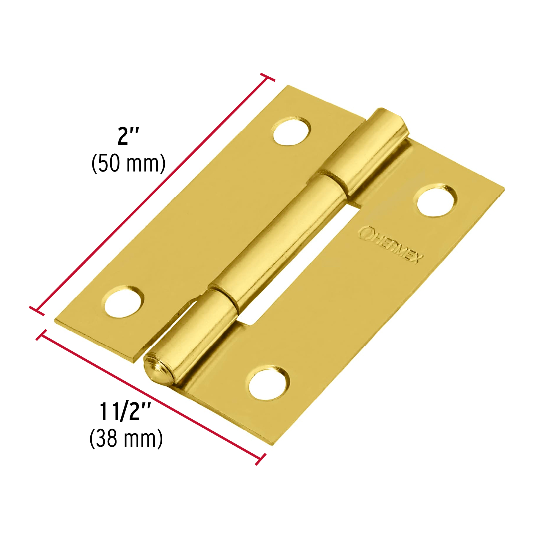 Bisagra rectangular 2", acero latonado
