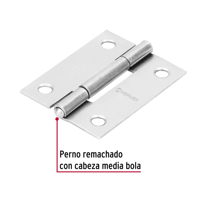 Bisagra rectangular 2", acero pulido