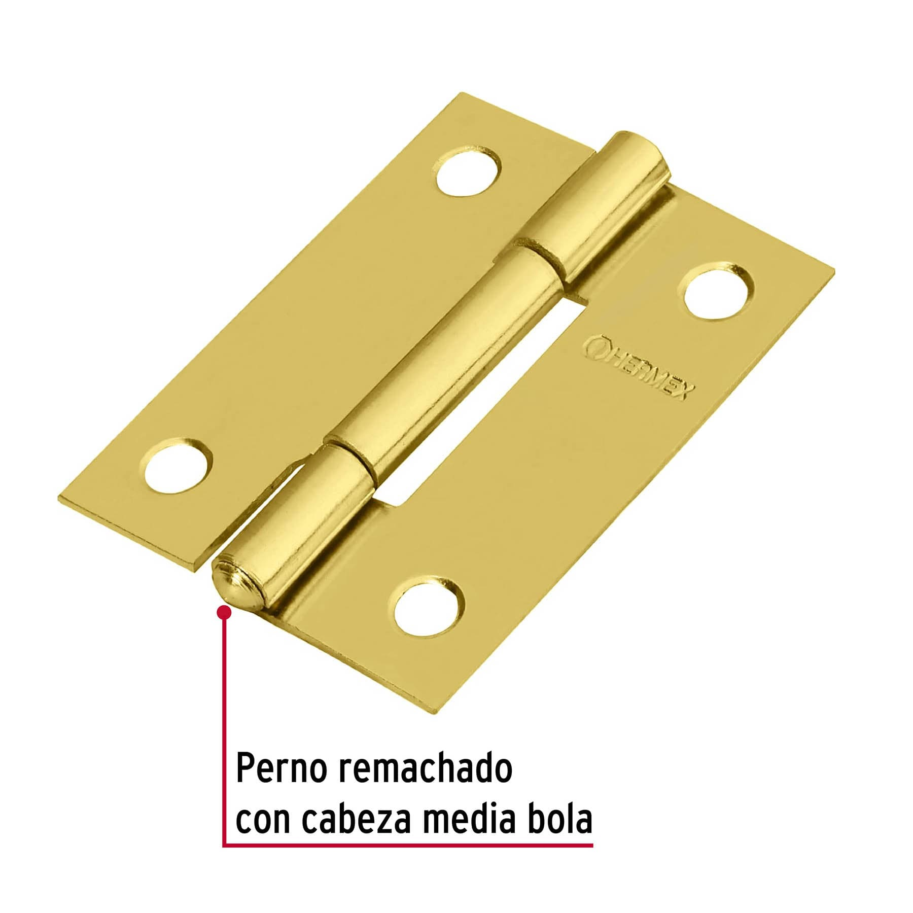 Bisagra rectangular 2", latón, blister con 2 pzas
