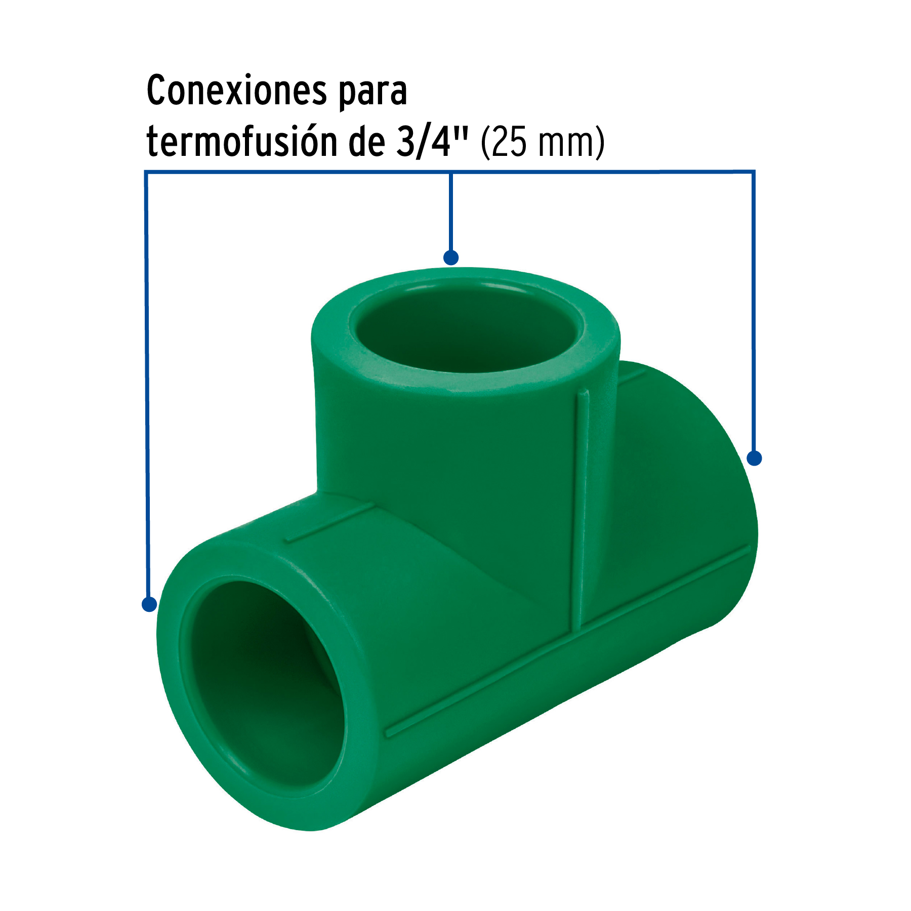 Tee de PPR sencilla, 3/4", 25mm