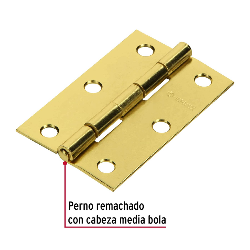 Bisagra rectangular 2-1/2", acero latonado