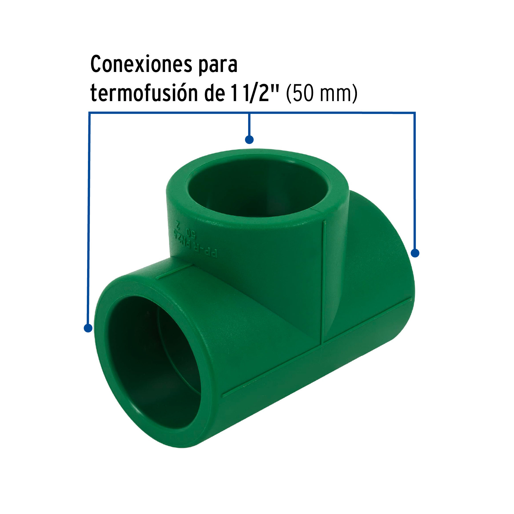 Tee de PPR sencilla, 1-1/2", 50mm