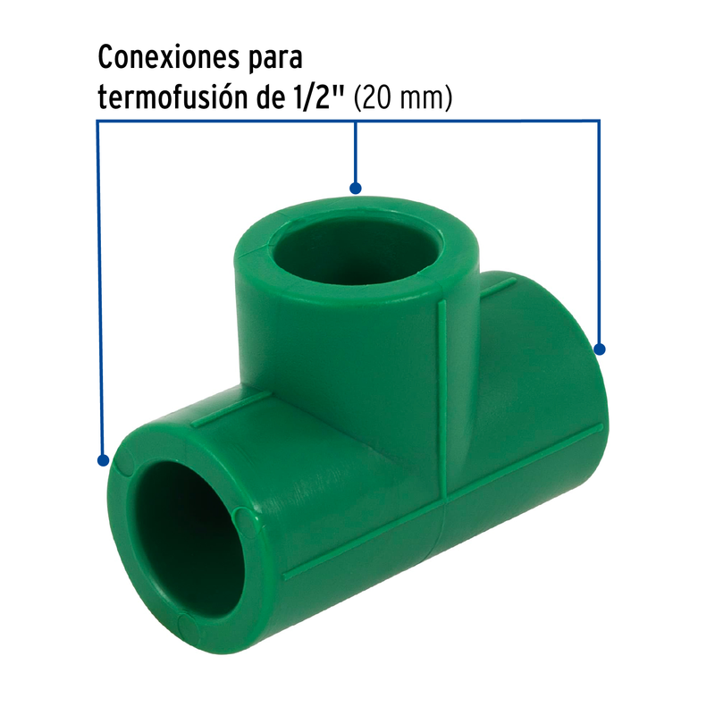 Tee de PPR sencilla , 1/2", 20mm