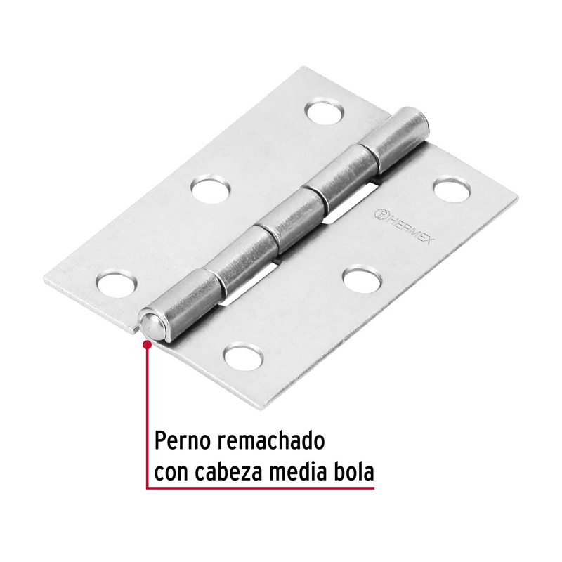 Bisagra rectangular 2-1/2", acero pulido