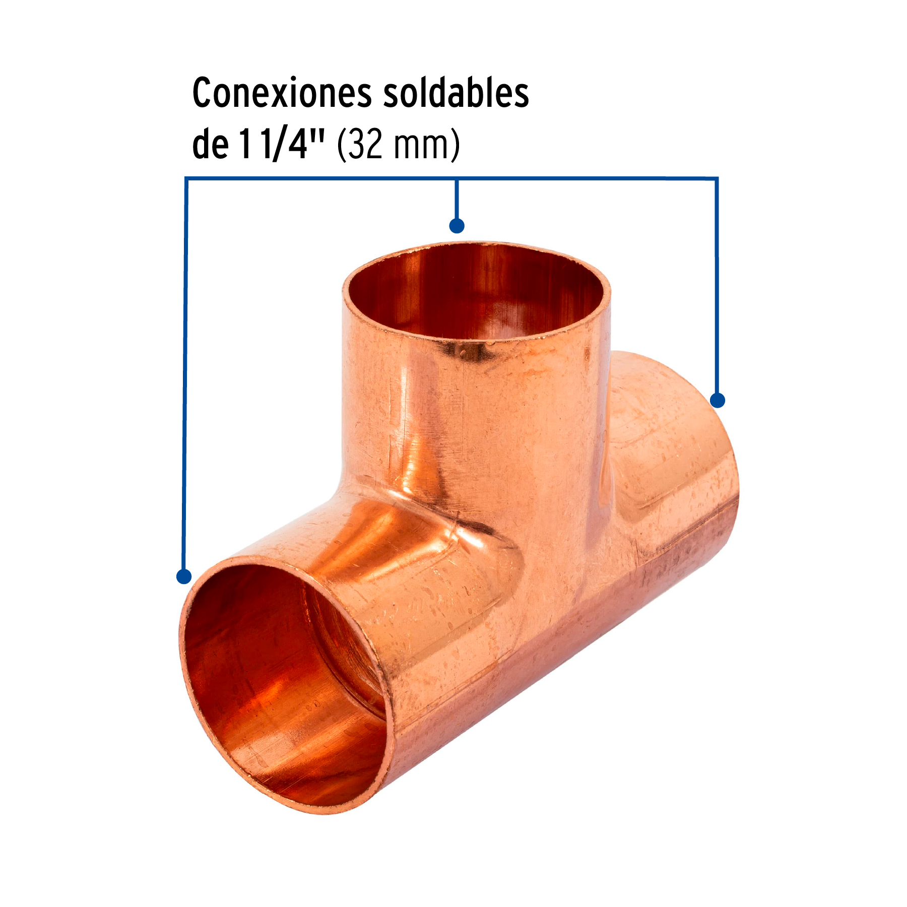 Tee de cobre sencilla 1-1/4"