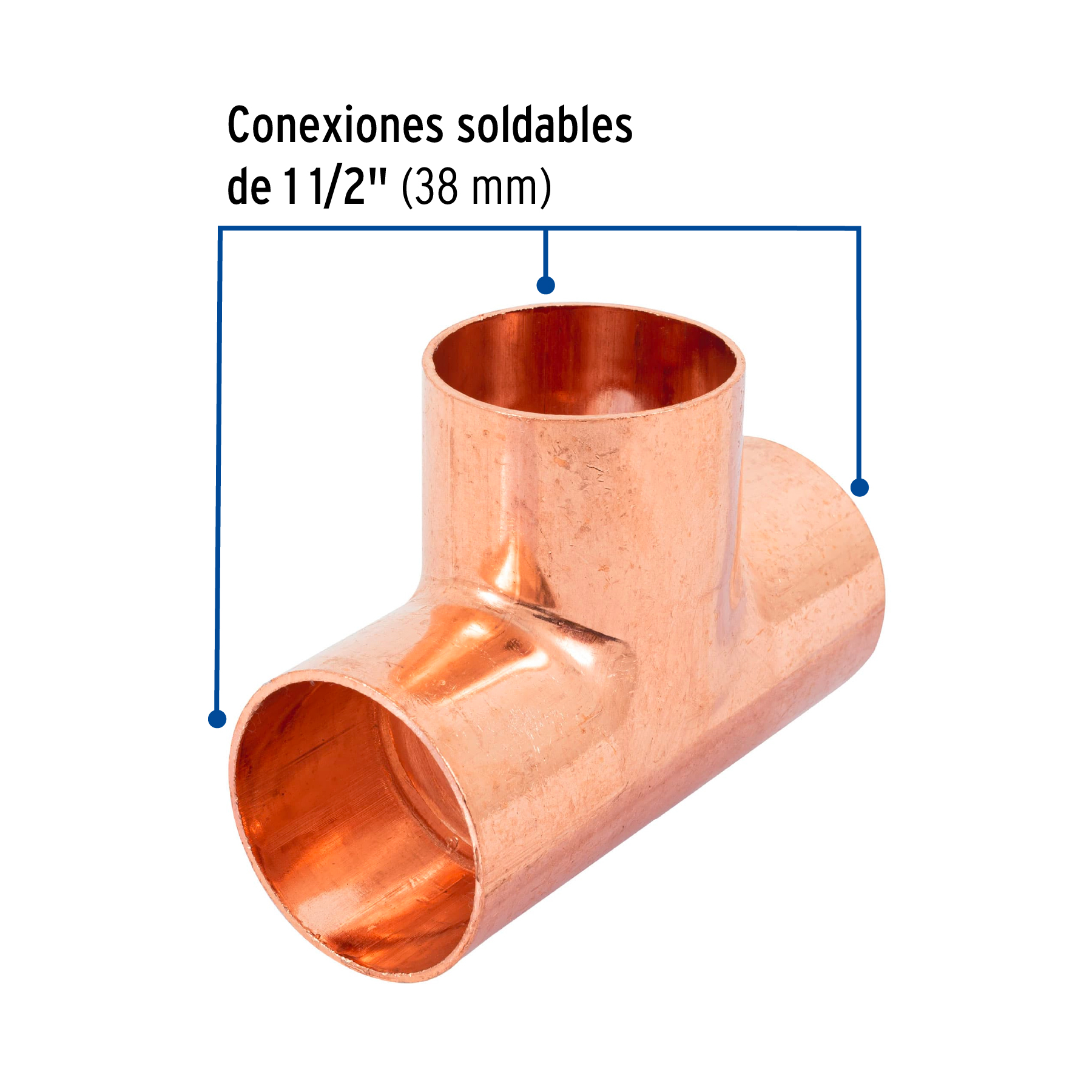 Tee de cobre sencilla 1-1/2"