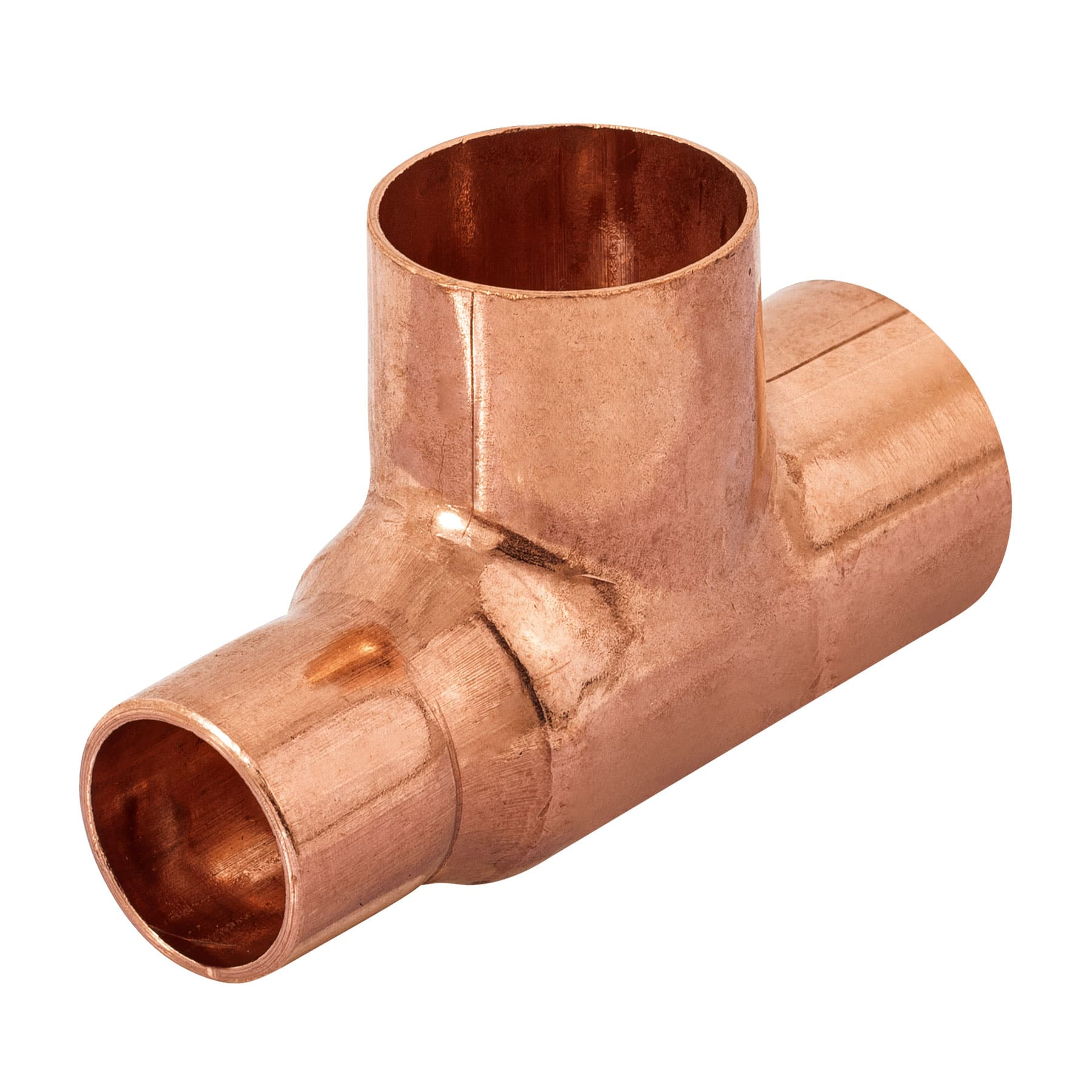 Tee de cobre reducida, 3/4" x 1/2" x 3/4"