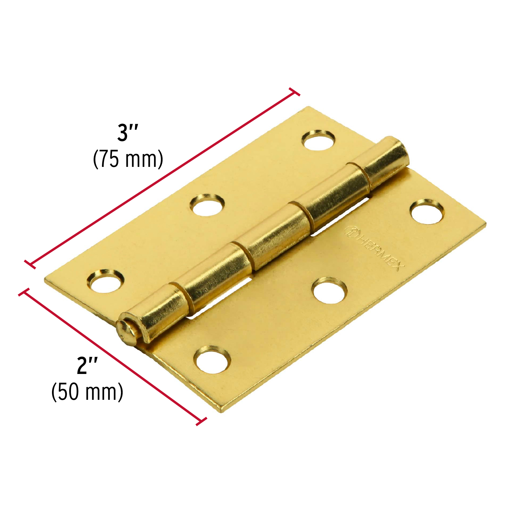 Bisagra rectangular 3", acero latonado
