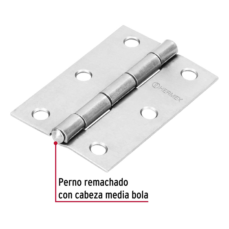 Bisagra rectangular 3", acero pulido